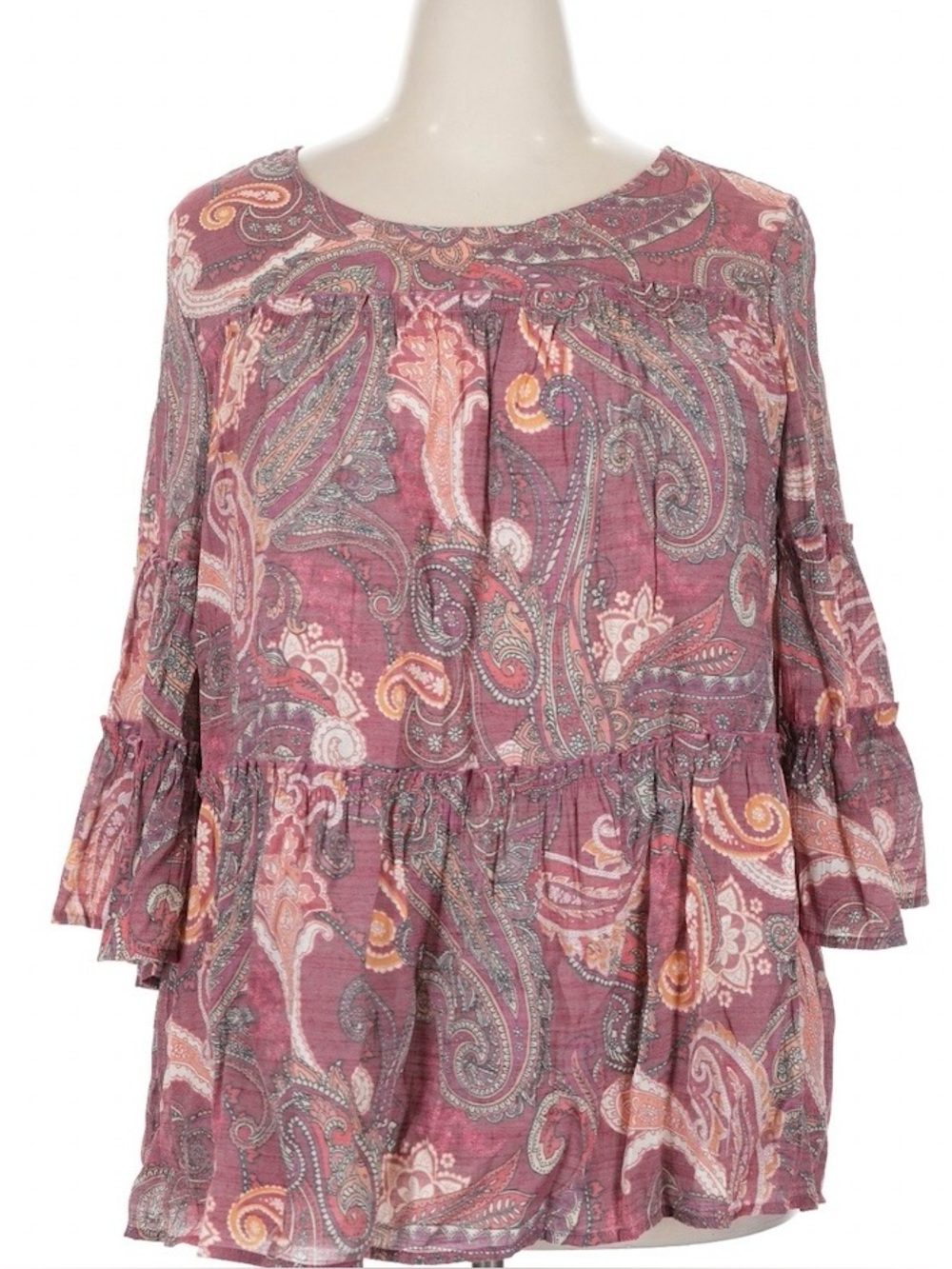 Cocomo Mauve Paisley Tiered Peasant Tunic